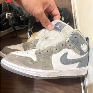 Nike Kids Gray and White High-Top Sneakers